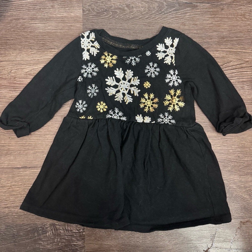 Cat & Jack Black Dress with Snowflakes